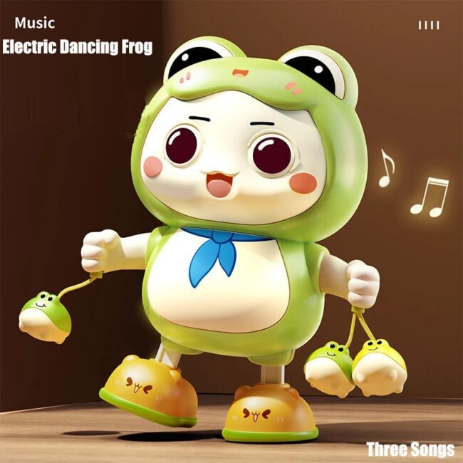 Electronic Pets Dancing Toy With Swing Light Music Cute Frog Cartoon Animal Baby Learning To Crawl Toys For Kids Gift