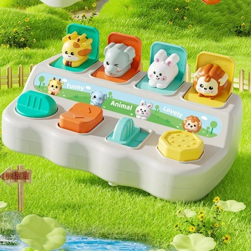 Montessori Pop up Animal Toys and Learning Boxes Enhance Logical Thinking and Motor Skills Suitable for Children's Birthday Gift