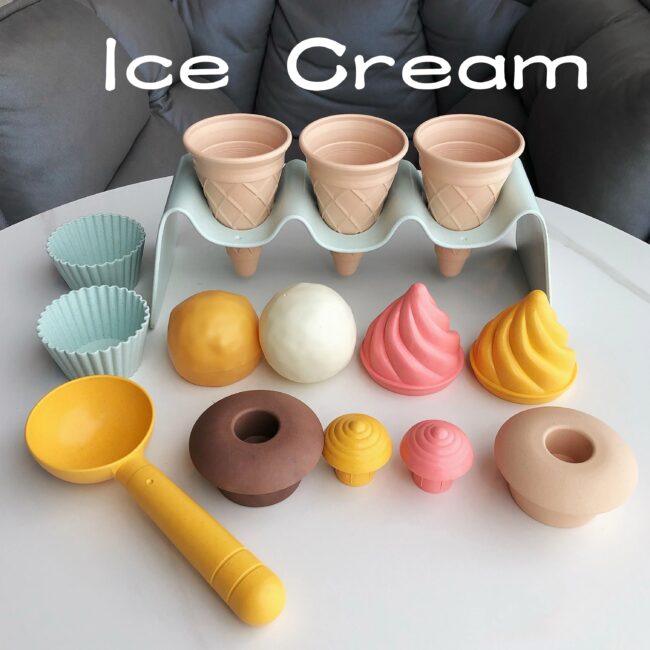 Children Beach toys play sand wheat straw material ice cream toys digging sand tools environmental Nordic wind outdoor