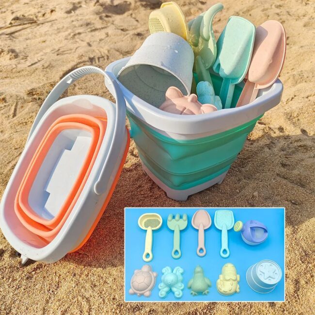 11/5 PCS Beach Sand Play Water Set Folding Bucket Summer Toys for Children Kids Outdoor Game Sandbox Accessories Color Random