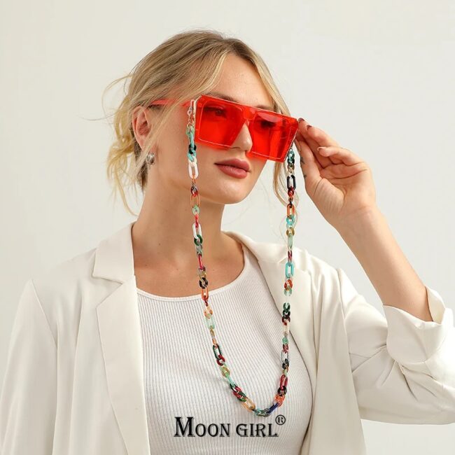 Women’s Colourful Acrylic Sunglasses Chain – Anti-Slip Eyewear Strap, Glasse