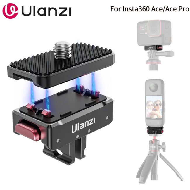 Ulanzi IN01 Magnetic Quick Release Mount Kit for Insta360 X4/X3/ONE X2/X/ GoPro Hero 13 with 1/4" Screw Action Camera Interface
