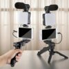 STTKGZD Smartphone Vlogging Kit With Tripod Phone Holder Mini Microphone Fill Light Starter Handle Portable Stabilizer Bracket