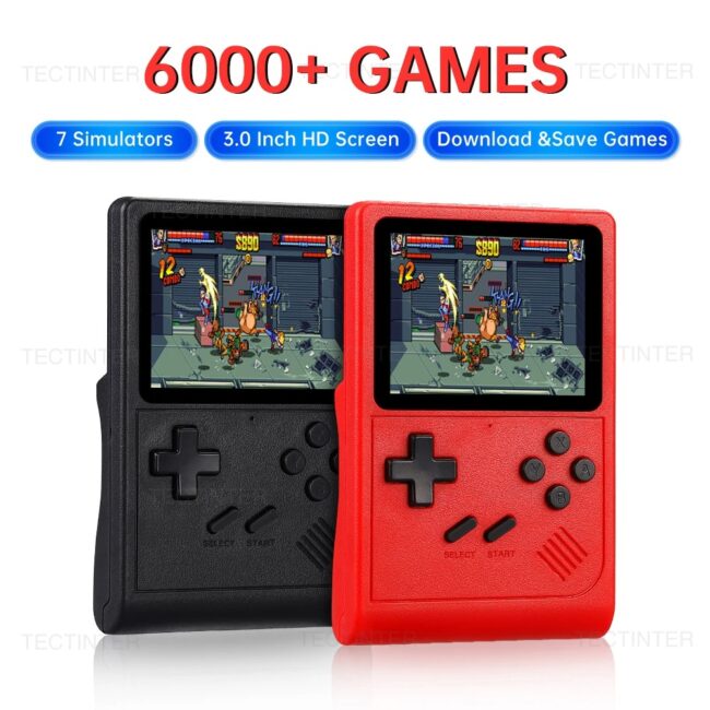 GB300 Portable Handheld Game Player 3.0 inch Screen TV Video Game Console AV Output Retro Game Console Built-in 8G 6000+ Games