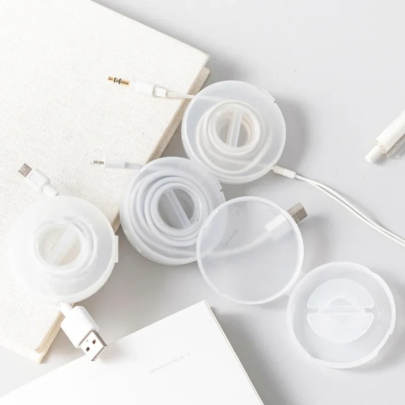 Transparent Phone Cable Organizer Earphone Clip Charger Cord Management Line Storge Holder Box Data Line Bobbin Winder