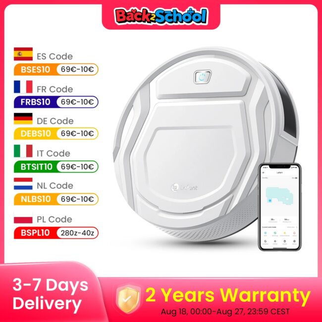 Lefant M210 Robot Vacuum Cleaner,120 Mins Runtime, Automatic Self-Charging,Wi-Fi/App/Alexa Control,smart Home appliance