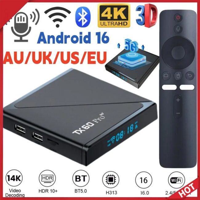 2025 Smart TV Box Android 16 TV Box 14K 2.4G 5G Dual WiFi 6 Set-top Box Video Media Player 16G 256G Home Set Top Box AU/UK/US/EU