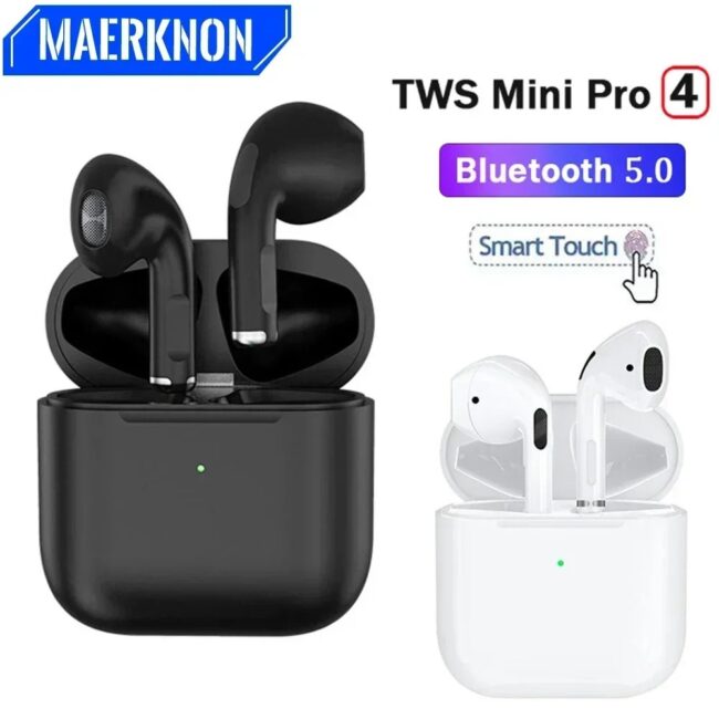 Air Pro4 Original TWS Wireless Bluetooth Earphones Dual In Ear Headphones With Mic Ultra Long Standby Running Bass Sport Earbuds