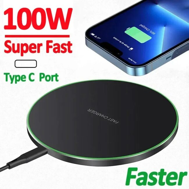 100W Fast Wireless Charger Pad For iPhone 16 - 12 X Pro Max 8 Samsung Galaxy S23 Xiaomi Wireless Charging Station Chargers