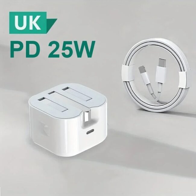 Foldable Tiny UK USB C Charger QC3.0 Quick Charge PD 25W Type C Fast Charging Travel Wall Charger Power Adapter For iPhone 16 15