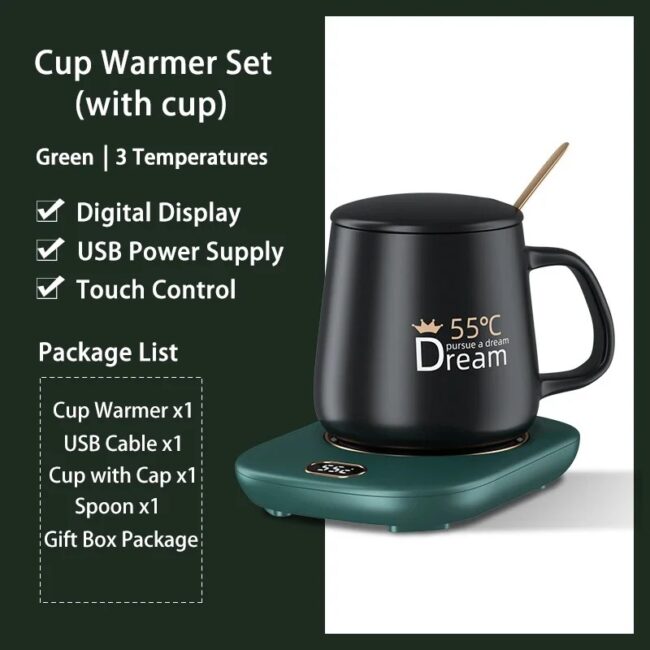 USB Coffee Mug Warmer 3 Temperature Settings Beverage Cup Warmer for Cocoa Tea Water Milk for Home Office Desk Use Heating Plate