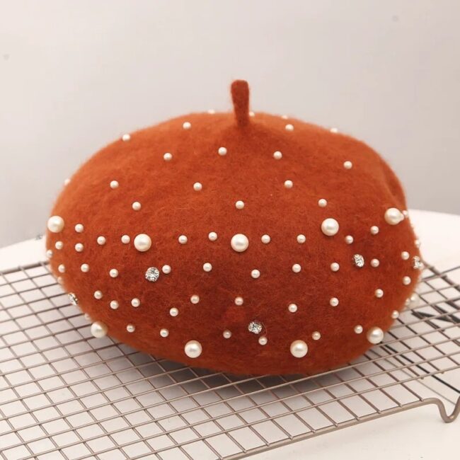 Woolen pearl beret woman Autumn-winter Korean all-matching Japanese painter hat British retro pumpkin hat woman - Image 14