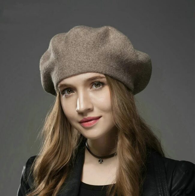 new Women's Berets Hat Fashion Solid Color Wool Knitted Berets With Rhinestones Ladies Beanie Beret Black wine red cap female - Image 27