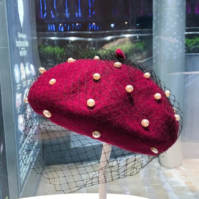 Fashion Women Mesh Beret Cap Beanie Beanie Hat Casual Prom Stage Elegant Retro - Image 14
