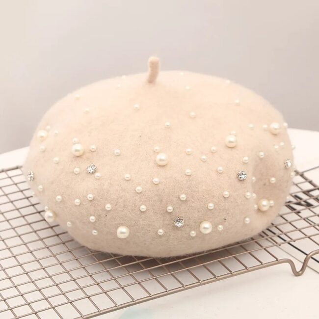 Woolen pearl beret woman Autumn-winter Korean all-matching Japanese painter hat British retro pumpkin hat woman - Image 15