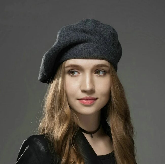 new Women's Berets Hat Fashion Solid Color Wool Knitted Berets With Rhinestones Ladies Beanie Beret Black wine red cap female - Image 29