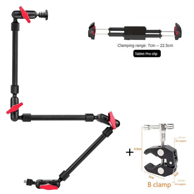 Camera Magic Arm with Super Clip Bracket for Smartphone Camcorder Action Camera Clamp Mount Tablet Webcam Studio Kits Set - Image 7