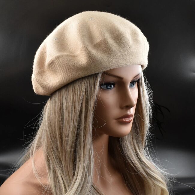 new Women's Berets Hat Fashion Solid Color Wool Knitted Berets With Rhinestones Ladies Beanie Beret Black wine red cap female - Image 32