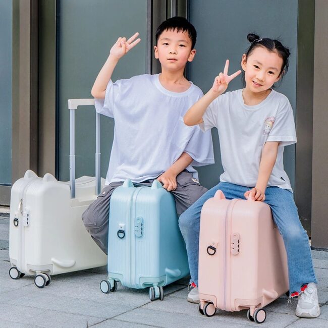 20 Inch New Suitcase with Seat for Kids Luggage Lightweight PC Boarding Suitcase with Pedal Girls and Boys Luggage for Kids