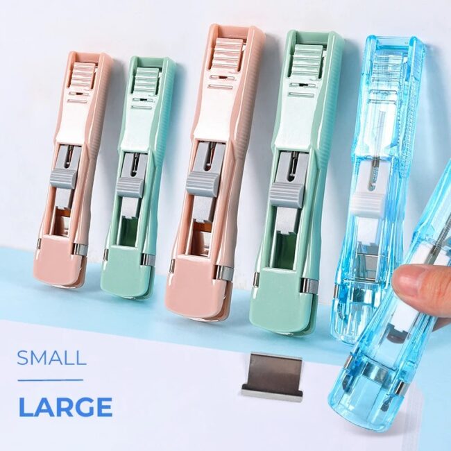Mini Traceless Reusable Hand Clamp Push Stapler Paper Book File Office School Student Binder Binding Tools Supplies Accessories