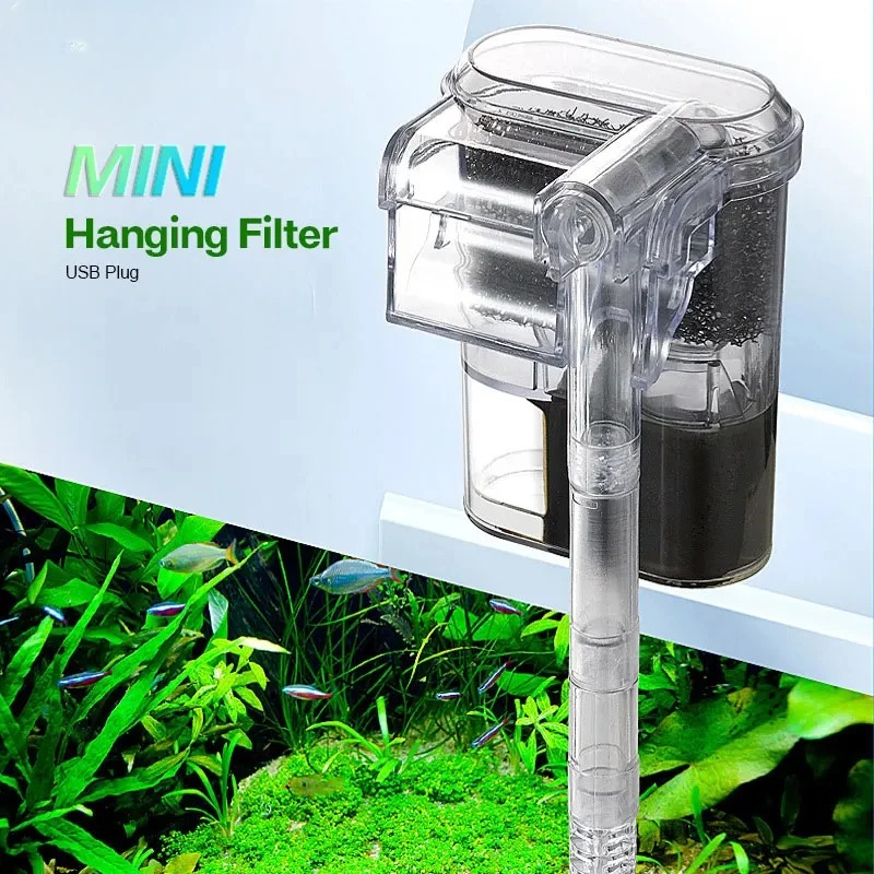 Aquarium New Hanging Filter Mini Filter Fish Tank USB power interface 2.5W Flow 250H/L Suitable for fish tanks below 30cm - Image 3