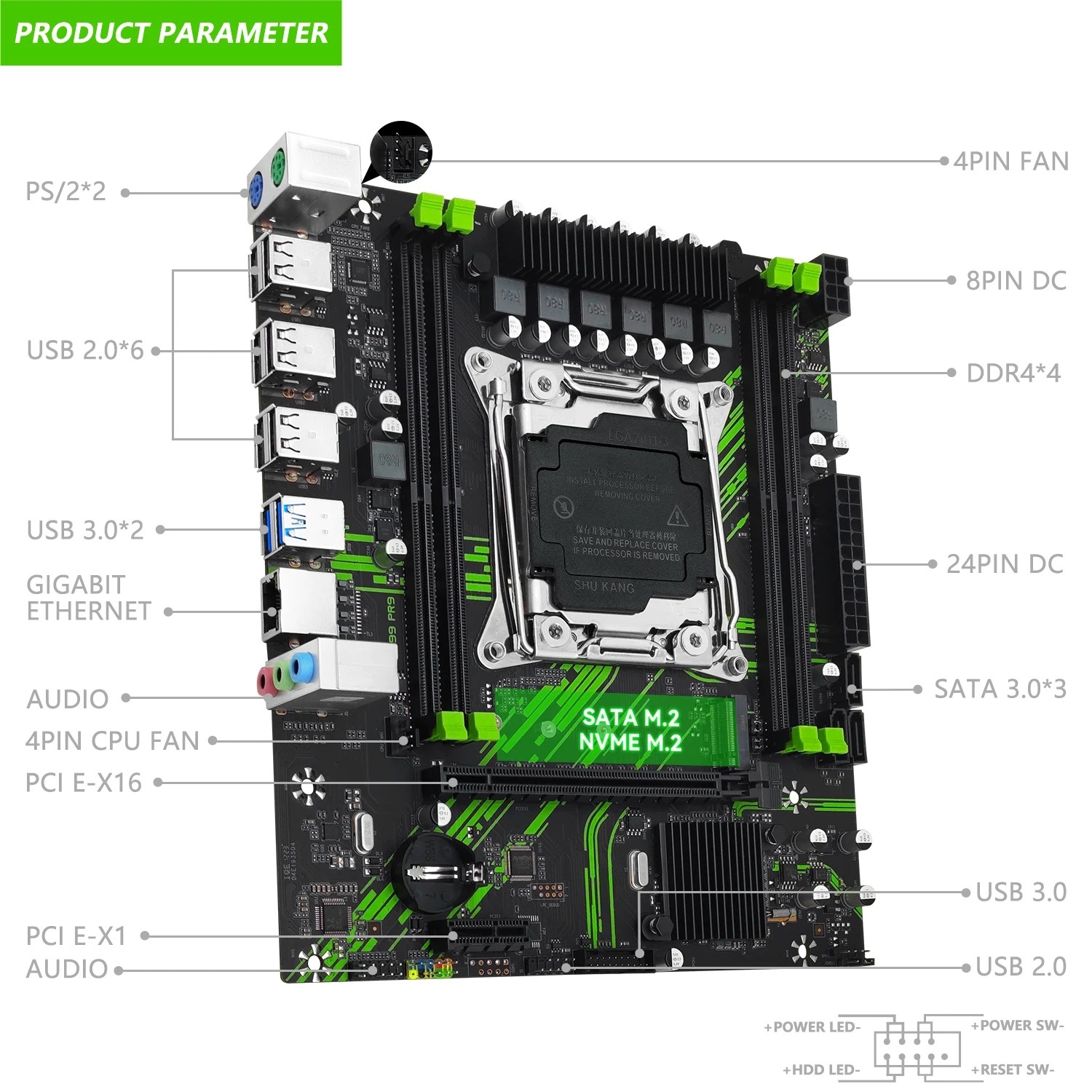 MACHINIST X99 PR9 X99 Motherboard Support LGA 2011-3 Intel Xeon E5 V3&V4 CPU DDR4 RAM SATA/NVME M.2 Slot USB3.0 - Image 3