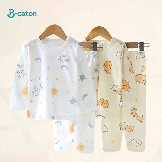 Cotton Kids Clothes Children Pajama Sets Home Sleepwear Children's Clothing Boy Girl Autumn winter T-shirt Tops Pants Suits