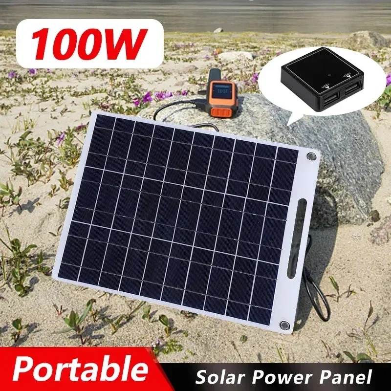 5V Solar Panel Waterproof Portable Dual USB Charger Outdoor Camping Solar Power Bank Battery Charging Plate - Image 3