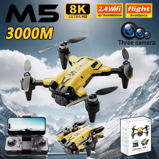 New M5 Max Drones 5G Professinal 8K HD Camera 360° Wide Angle Optical Flow Localization Brushless Motor RC Quadcopter Toys Gifts