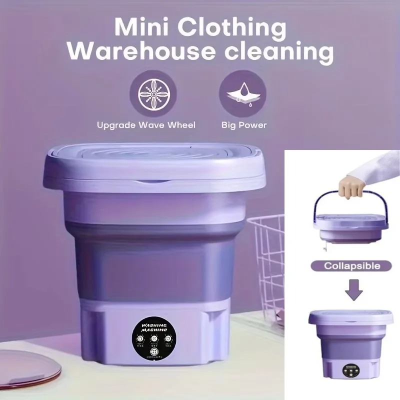 8L Portable Small Foldable Washing Machine with Spin Dryer For Socks Underwear Panties Washer Household Mini Washing Machine - Image 2