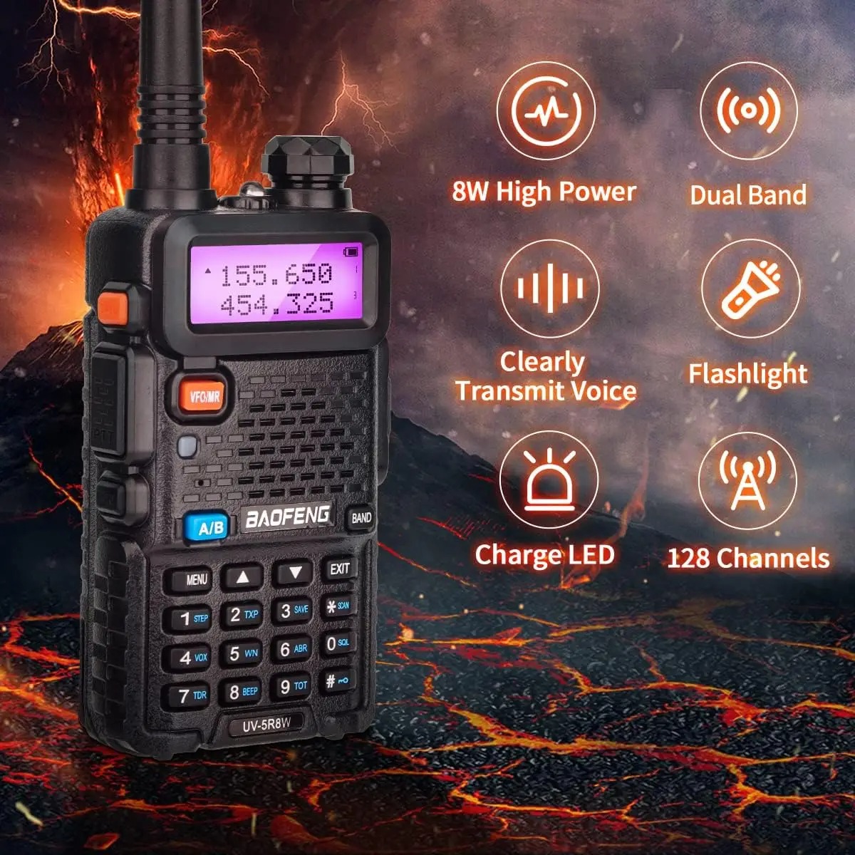 1/2PCS BaoFeng UV-5R 8W Tri-Power Walkie Talkie High Power Dual Band Long Range 128 CH Portable Handheld UV 5R Ham Two Way Radio - Image 3