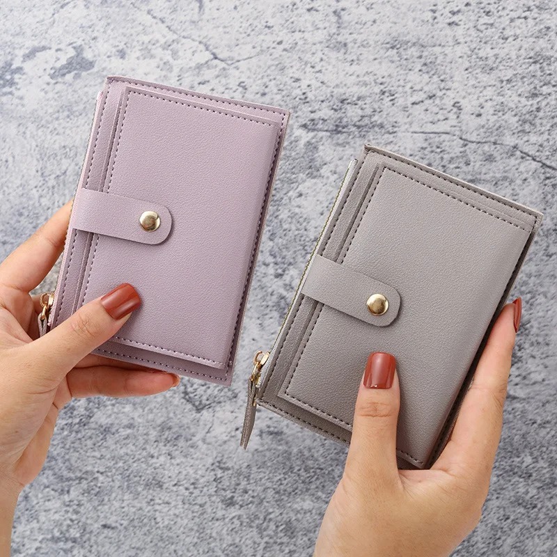 Women Men ID Card Holder PU Zipper Small Coin Purse Credit Card Holder Solid Color Business Cards Case Business Card Holder - Image 4
