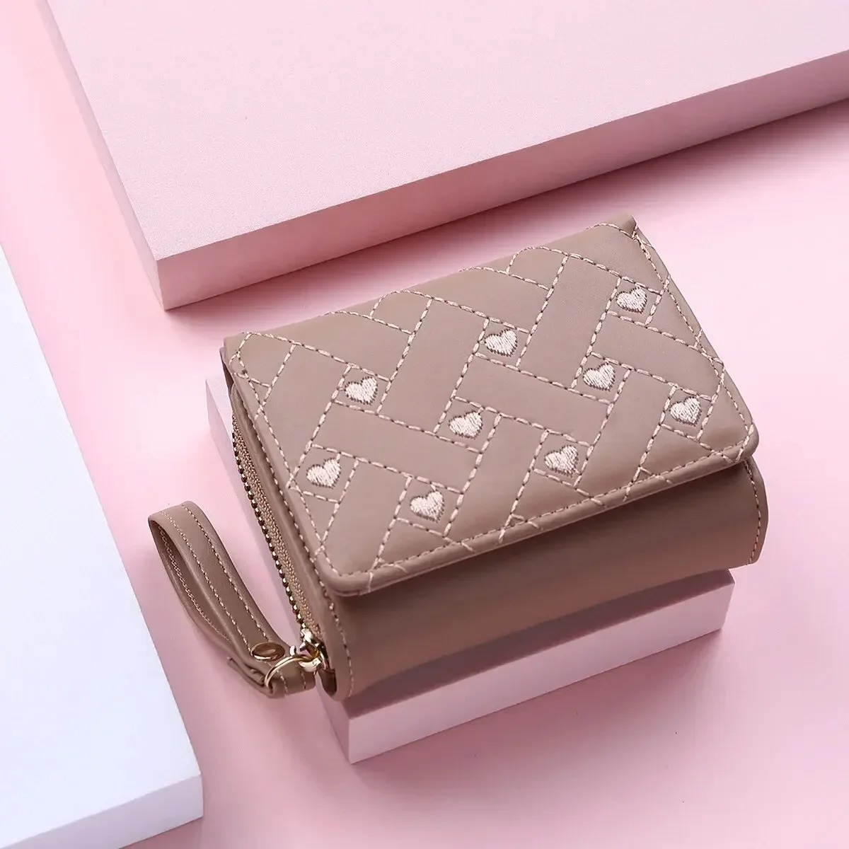 Women's Short Embroidered Love Zero Wallet Zipper Buckle Large Capacity Card Bag Versatile Fashion Simple - Image 5