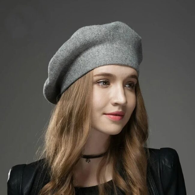 new Women's Berets Hat Fashion Solid Color Wool Knitted Berets With Rhinestones Ladies Beanie Beret Black wine red cap female - Image 7