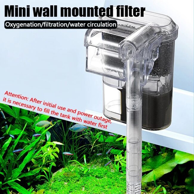 Wall-hanging Filter For Fish Tanks USB plug Mini Aquarium Filter Pump 250H/L Suitable For Fish Tanks Below 30cm,2.5W DC 5V