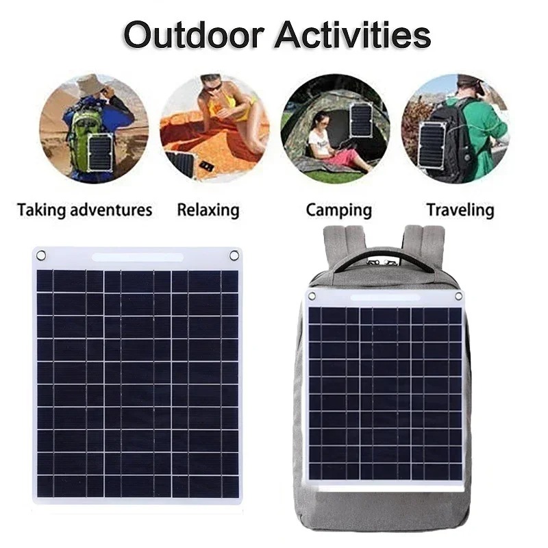 5V Solar Panel Waterproof Portable Dual USB Charger Outdoor Camping Solar Power Bank Battery Charging Plate - Image 4