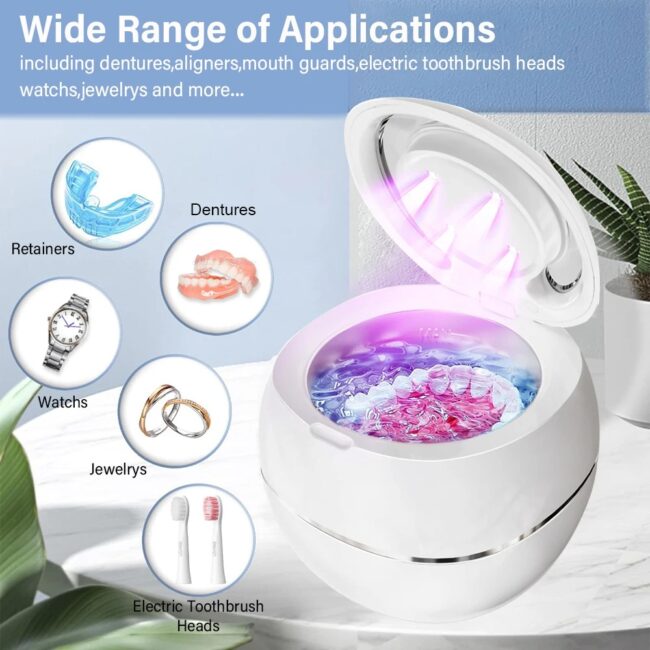 Ultrasonic Cleaner Ultrasound Jewelry Cleaner UV Light Sterilization Ultrasonic Dentures Retainer Washing Machine Cleansing Bath