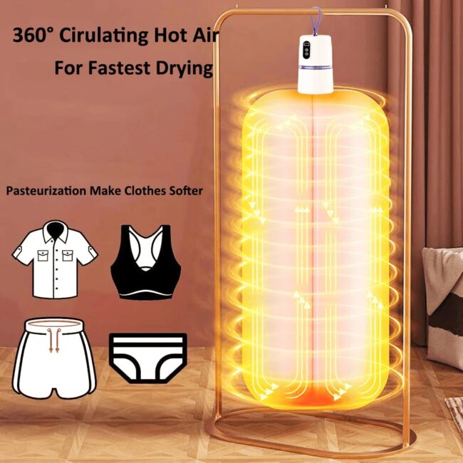 Portable Clothes Dryer Mini Foldable Lanudry Dryer Electric Cloth Fast Drying Machine For Home Travel Folded Timing Cloth Dryer