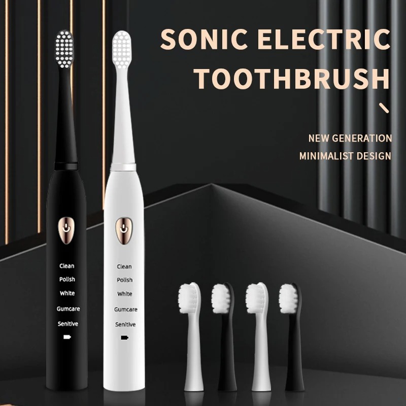 Jianpai Adult Black White Classic Acoustic Electric Toothbrush Adult 5-gear Mode USB Charging IPX7 Waterproof Acoustic Electric - Image 4