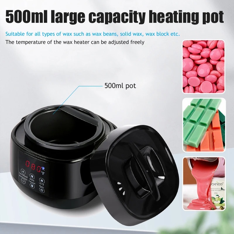 500ml Wax Heater Machine for Hair Removal Wax Melting Warmer Pot with LCD Temperature Display Depilatory Waxing Beans Heater - Image 5
