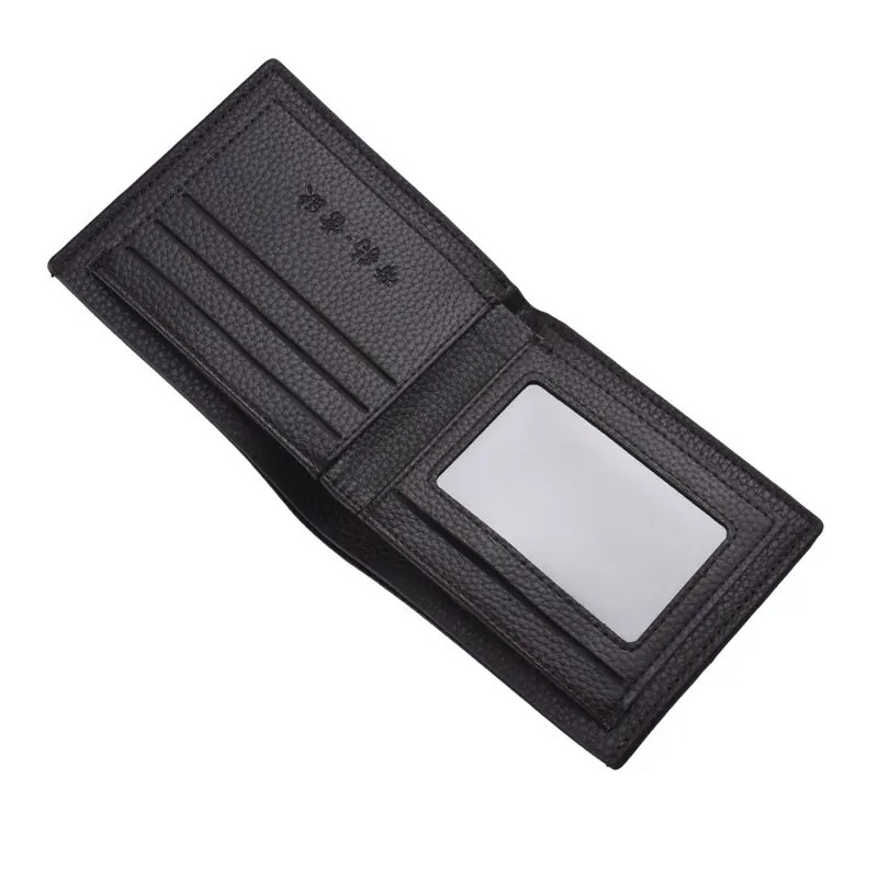 Men Short Purse Lychee Print English Casual Style Zipper Credit Card Wallet - Image 5