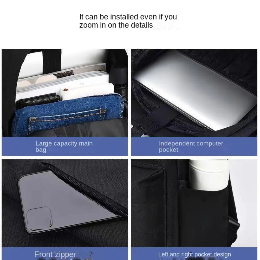 Trendy Men's Minimalist Backpack Versatile Backpack Large Capacity School Student Computer Travel Bag Washable Unisex Backpack - Image 5