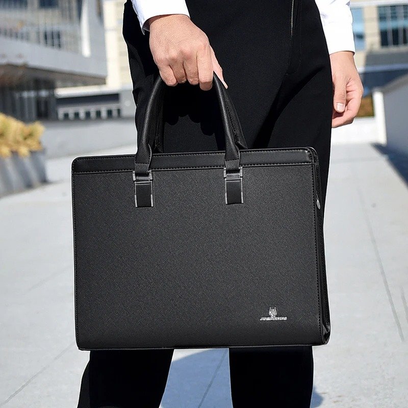 Men's Briefcases, Designer Executive Handbag, PVC Business Office Shoulder Bag, Square Side Messenger Bag for Laptop, A4 Document Bag - Image 5