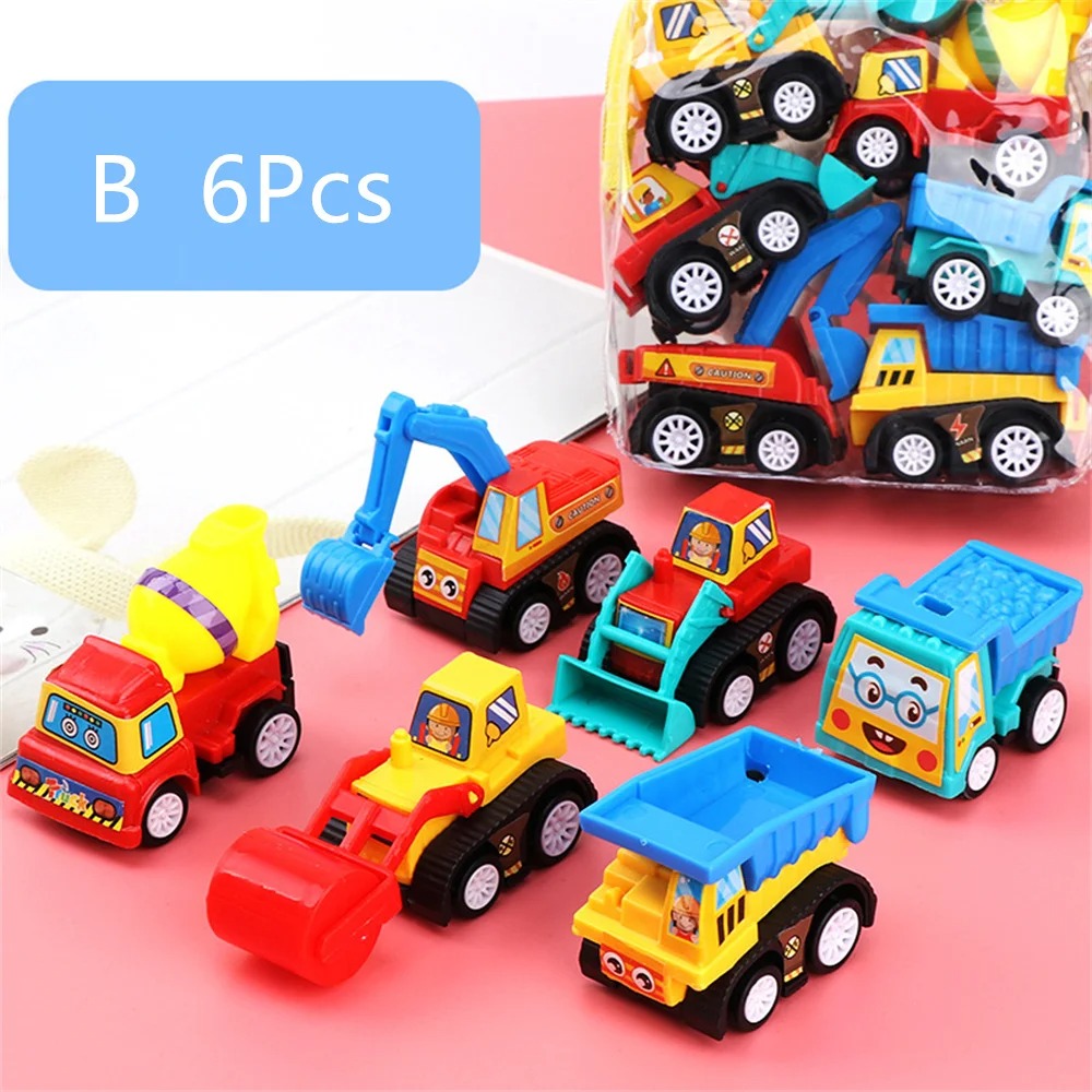 6pcs Car Model Toy Pull Back Car Toys Mobile Vehicle Fire Truck Taxi Model Kid Mini Cars Boy Toys Gift Diecasts Toy for Children - Image 4
