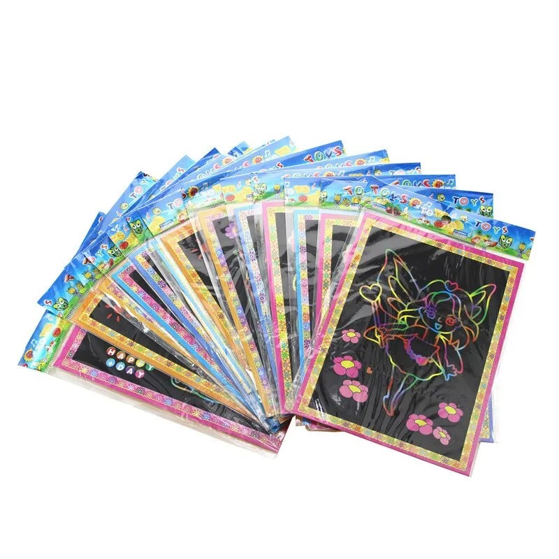 10pcs Magic Scratch Art Painting Cards for Kids Doodle Toys for Boys Girls Early Educational Learning Drawing Toys for Children - Image 4