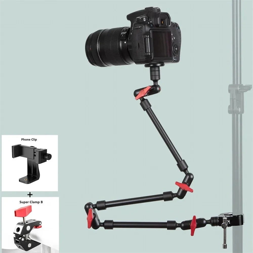 Camera Magic Arm with Super Clip Bracket for Smartphone Camcorder Action Camera Clamp Mount Tablet Webcam Studio Kits Set - Image 3