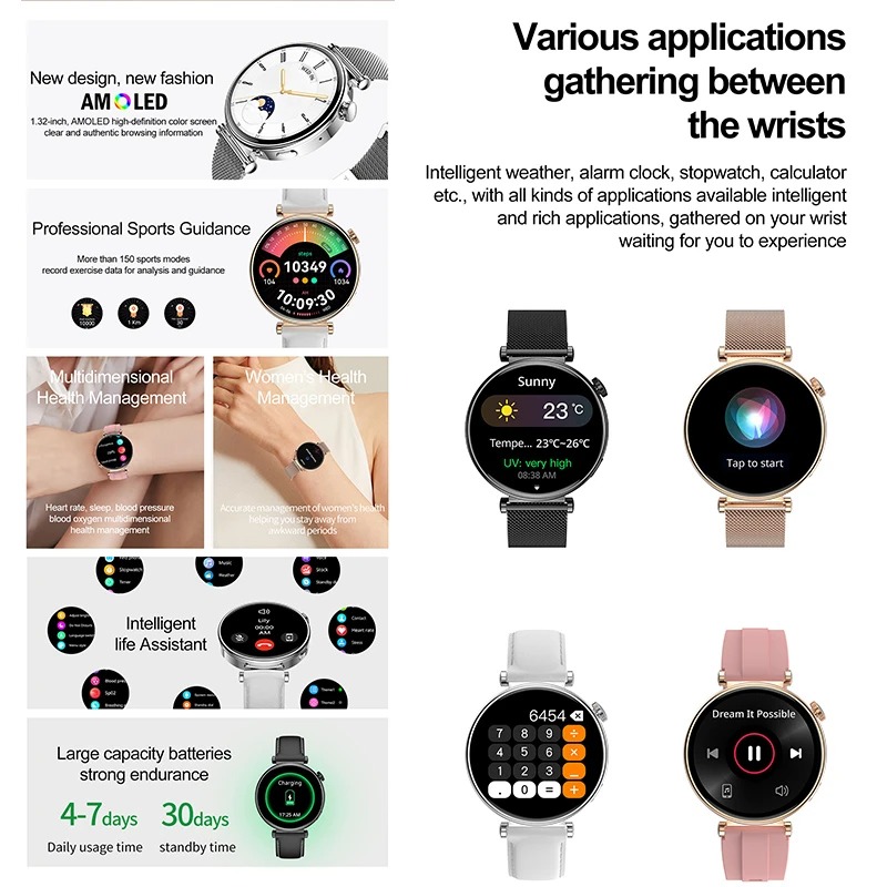 2025 New For Original HUAWEI Watch GT5 Mini Women Smartwatch GPS motion trail NFC 466*466 HD Full screen touch Ladies Smartwatch - Image 5