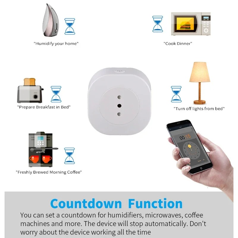 16A Wifi Smart Plug Italy Chile Socket Power With Timer USB Charger Tuya SmartLife APP Voice Control Works For Google Home Alexa - Image 4