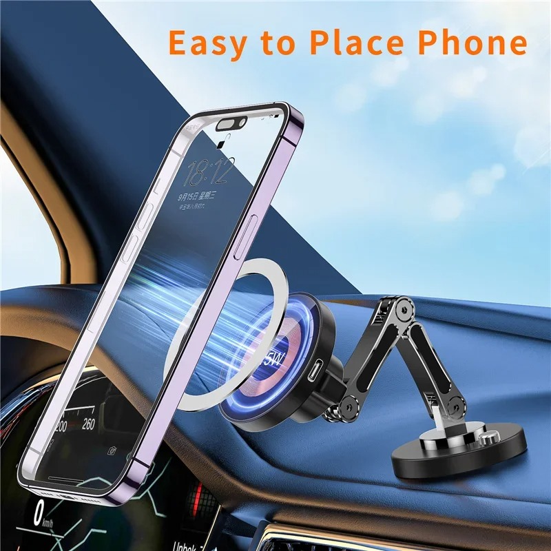 Magnetic Car Wireless Charger Stand Magnet Car Mount Fast Charging Station Phone Holder Bracket For Macsfae iPhone 15 14 13 12 - Image 3