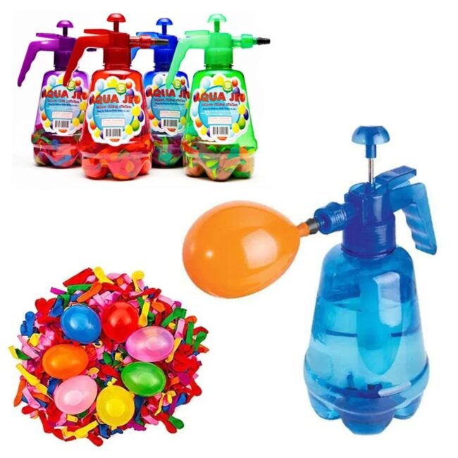 Portable Air Water Bomb Balloon Pump With Balloons For Kids Party Outdoor Toy Balloons (Pump and Balloons Random Color